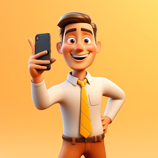 Free photo view of 3d businessman taking selfie