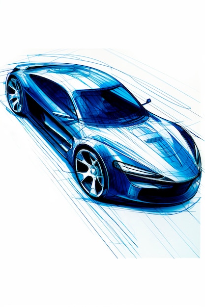 Free Photo view of 3d car in sketch style