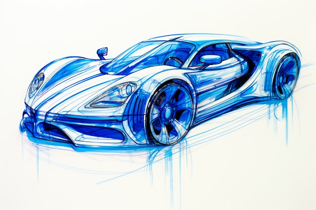 Free Photo view of 3d car in sketch style