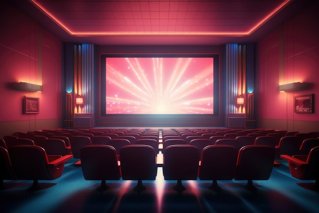 Free photo view of 3d cinema theatre room