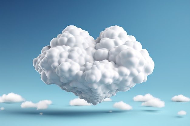 Free photo view of 3d heart-shaped cloud