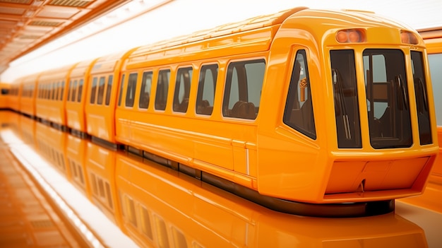 Free photo view of 3d orange subway train model