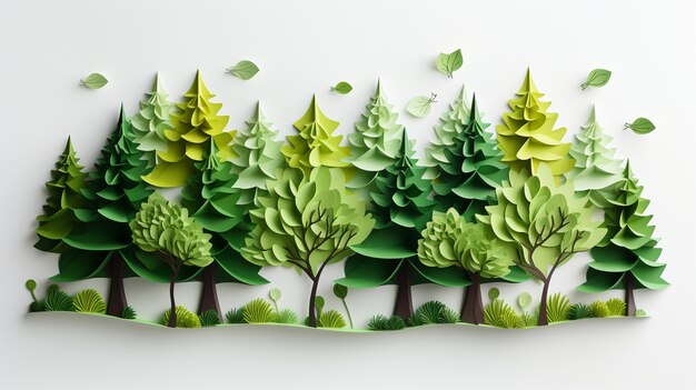 View of 3d paper style trees