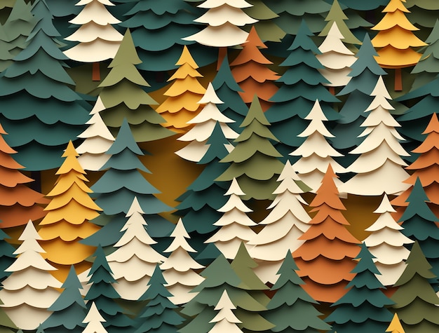 View of 3d paper style trees