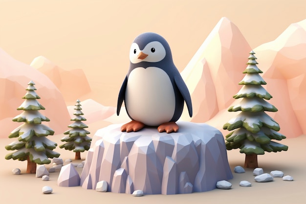 Free photo view of 3d penguin bird