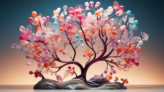 Free photo view of 3d pink blossom tree