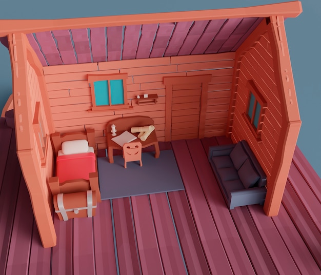 View of 3d room inside house