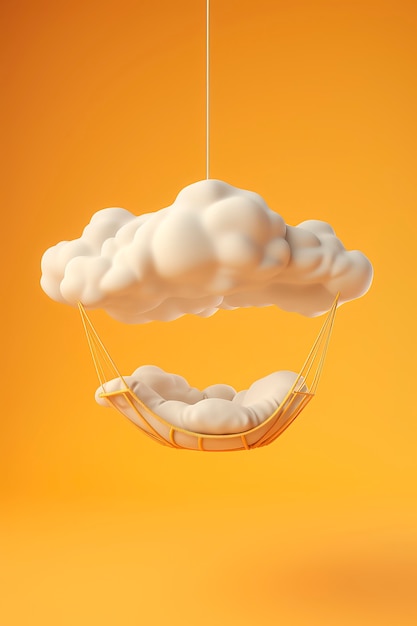 Free photo view of 3d swing with clouds