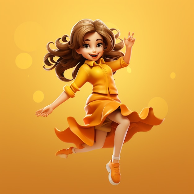Free photo view of 3d woman jumping