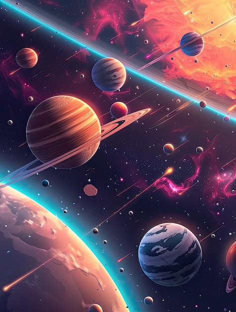 Free photo view of animated cartoon planets