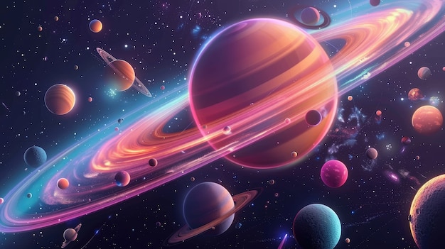 Free photo view of animated cartoon planets