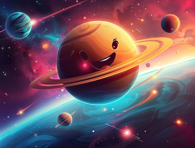 Free photo view of animated cartoon planets