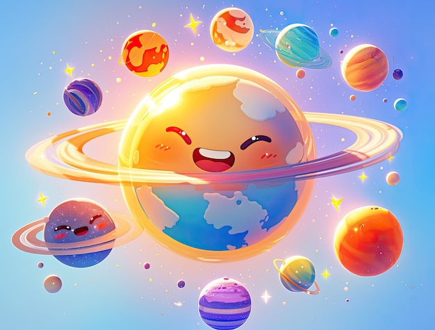 Free photo view of animated cartoon planets