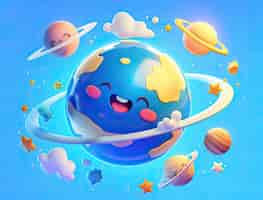 Free photo view of animated cartoon planets