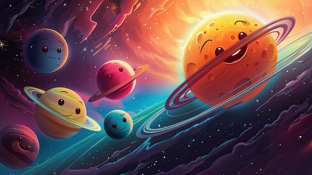 Free photo view of animated cartoon planets