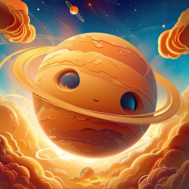 Free photo view of animated cartoon planets