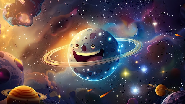 Free photo view of animated cartoon planets