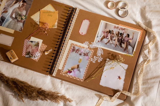 View of beautifully decorated scrapbook