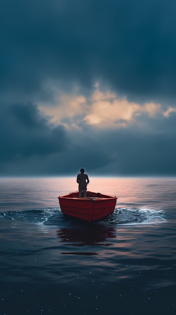 View of boat floating on water