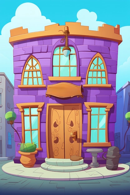 Free photo view of building with cartoon style architecture