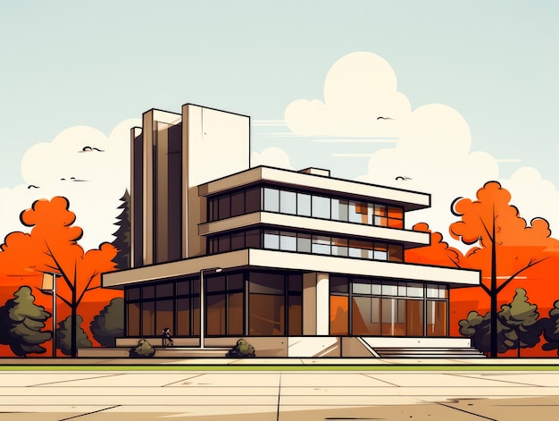 Free photo view of building with cartoon style architecture