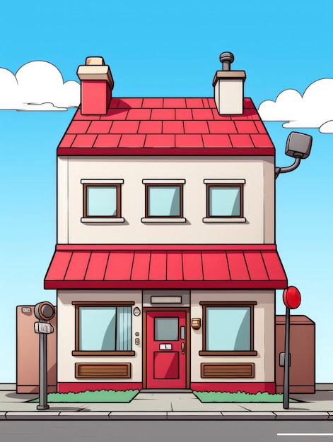 Free photo view of building with cartoon style architecture