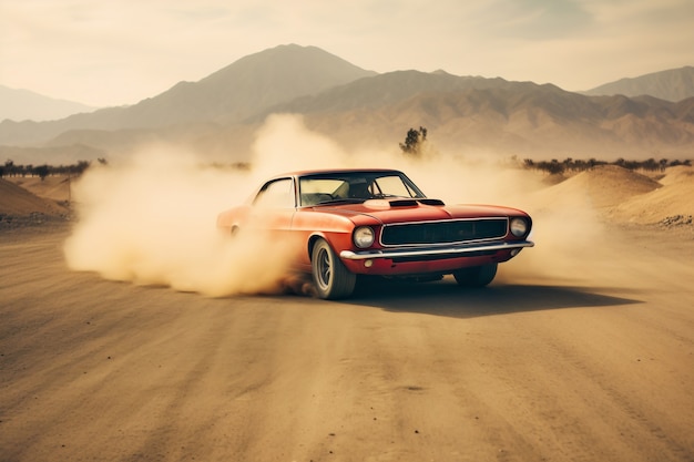 Free Photo view of car running at high speed