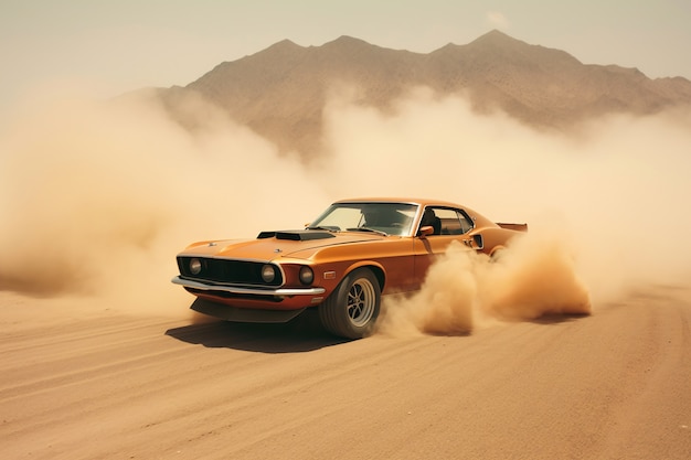 Free Photo view of car running at high speed