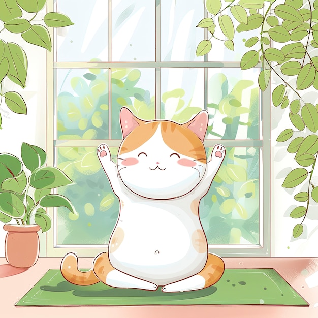 Free photo view of cartoon animal practicing yoga