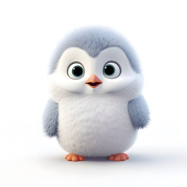 View of cartoon animated 3d penguin