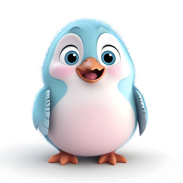 View of cartoon animated 3d penguin