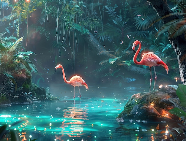 Free Photo view of cartoon tropical flamingo