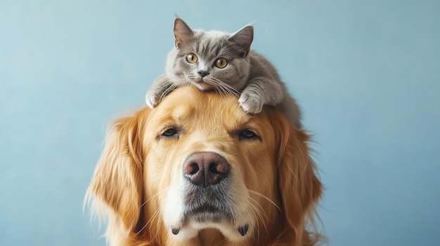 Free Photo view of cats and dogs being friends