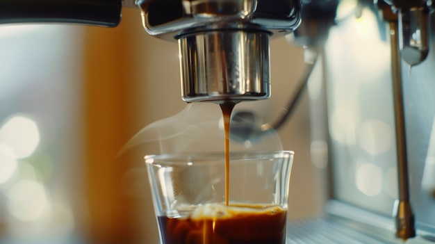 Free photo view of coffee machine making coffee at home