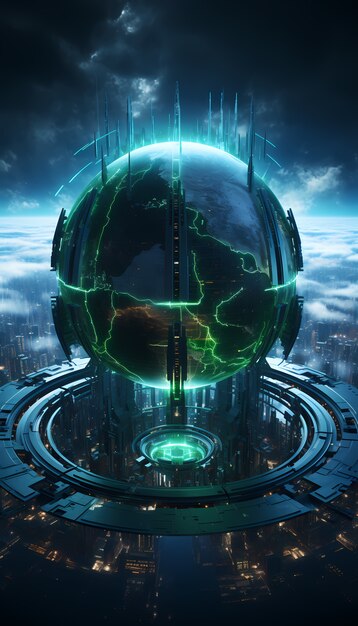 View of futuristic high tech earth