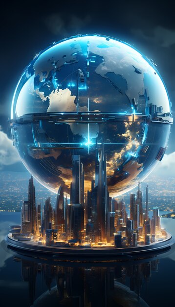 View of futuristic high tech earth