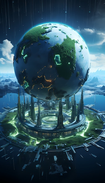 View of futuristic high tech earth