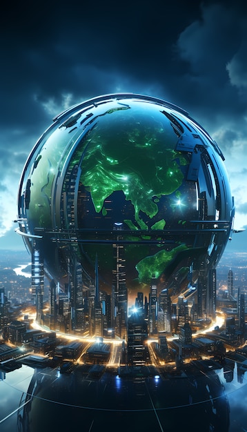 View of futuristic high tech earth