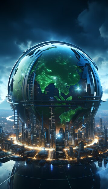 View of futuristic high tech earth