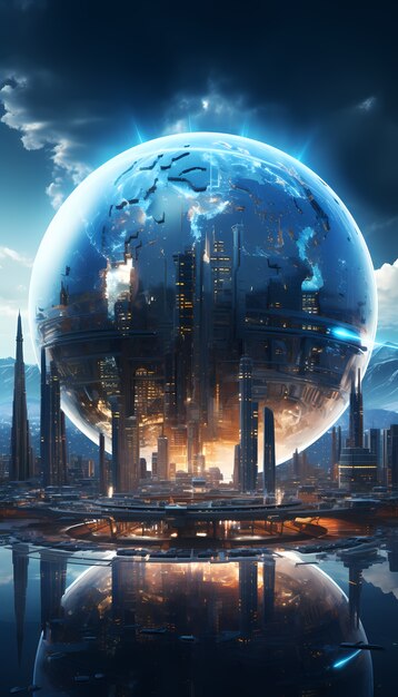 View of futuristic high tech earth