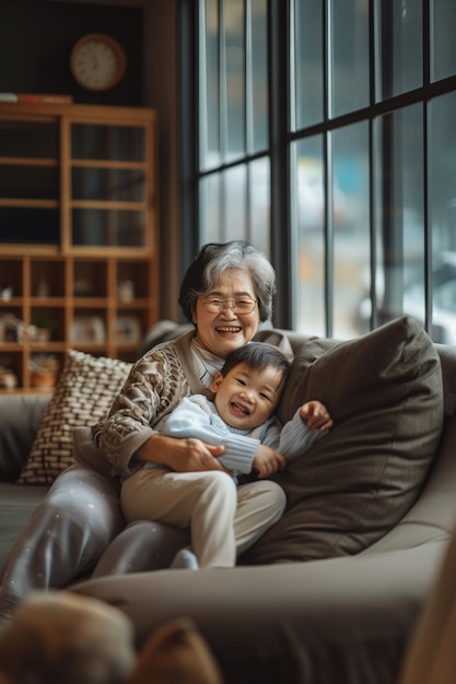 Free Photo view of grandmother and grandchild showing affection and human connection