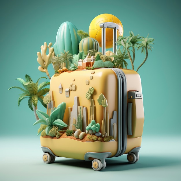 Free Photo view of graphic 3d travel luggage