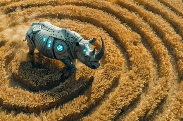 Free Photo view of half rhino with futuristic robotic parts