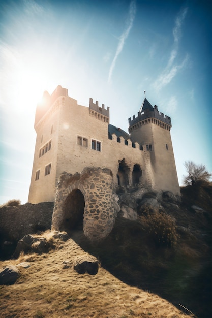 Free Photo view of imposing castle with natural landscape