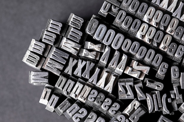 Free Photo view of metallic typesetting letters