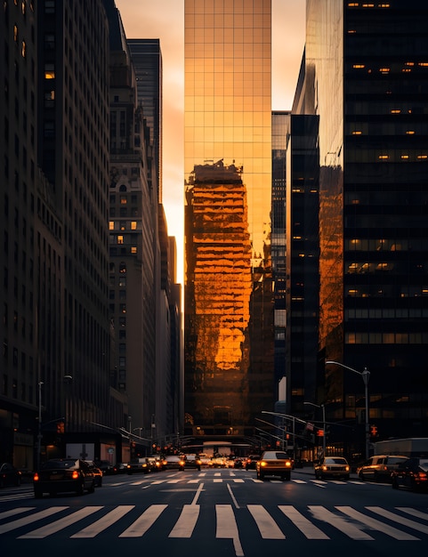 Free photo view of new york city at sunset