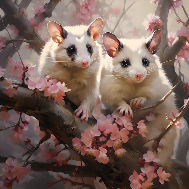 Free photo view of opossum animal in digital art style