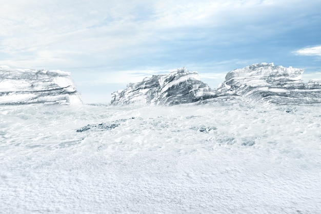 Free photo view of a snowy hill with blue sky background