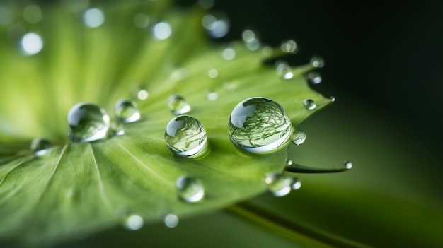 Free photo view of water drops on leaves