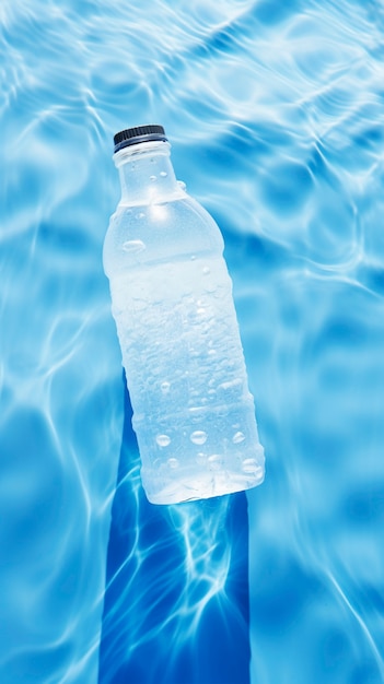 Free photo view of water with plastic bottle